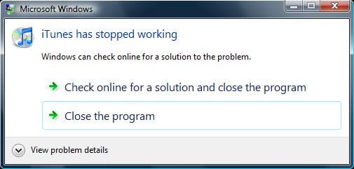 iTunes Has Stopped Working